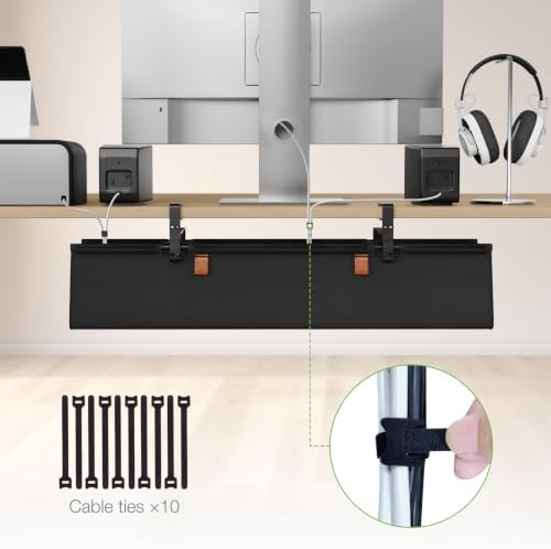 KEEGH No Drill Under Desk Cable Organizer, 30 inch Cord Management - Image 5