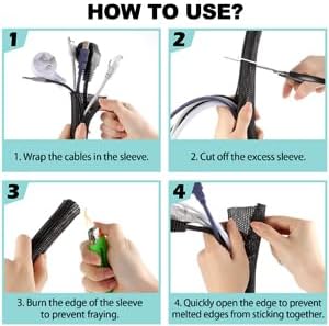 AGPTEK Cable Sleeve, 10ft - 1.5 inch Cable Management Cord Hider, Black - Image 6