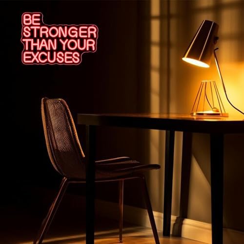 Allball Be Stronger Than Your Excuses Neon Sign, Gym Neon Light Motivational Sign USB Powered LED Dimmable, for Gym Office Classroom Bedroom Bar Gymnastic Athletes Sign(15.7 * 10.6 In) - Image 5