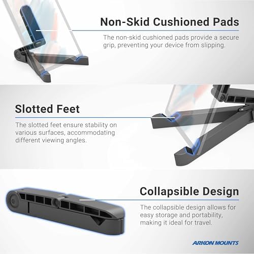 ARKON Mounts Portable Tablet Stand | Adjustable Viewing Angle | For Phones and Tablets | Fits Apple iPad, iPhone, Samsung Galaxy, Note, Switch, and more - Image 5