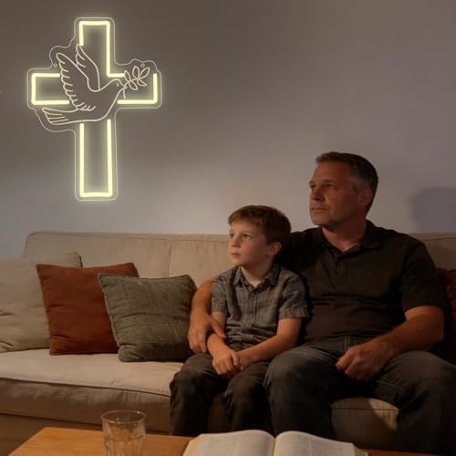 Cross Neon Sign, Jesus Led Neon Light Signs for Wall Decor Christian Light up Sign Lamp Wall Art for Bedroom Home Christ Church Easter Religious Events Gift Dimmable USB Powered(15.8"*11.6") - Image 6