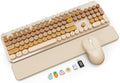 Wireless Keyboard and Mouse Combo, Magnetic Soft-Touch Wrist Rest, Beige by SABLUTE