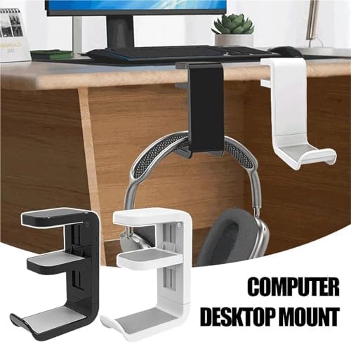 Desk Hook 4/8pcs 360° Rotating Under-Desk Headphone Stand - No-Punch Hanger(Black,4pcs) - Image 3