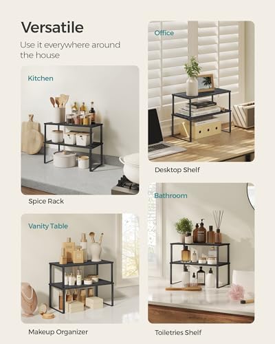 SONGMICS Cabinet Organizer Shelf, Set of 2 Spice Rack, Kitchen Storage - Image 5