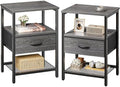 Huuger Nightstand Set of 2, Night Stand with Fabric Drawer, Mesh Shelf by Huuger