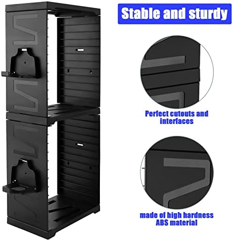 SIKEMAY Game Storage Tower for PS5/PS4/Xbox Series S & X - Universal Video Game Disc Organizer with 24 PCS Holders, 4 Controller Slots & Stand Rack Accessories - Black - Image 3