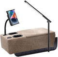 Removable Sofa Armrest with Cup Holder, PU Leather Multifunctional Couch Caddy Storage Arm Rest with Power Wireless Charging Stand & LED Reading Light for Sofa Middle Seat Adjustable by beyondSMART
