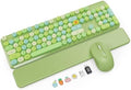 Wireless Keyboard and Mouse Combo, Magnetic Wrist Rest, Round Keycap, Green by SABLUTE