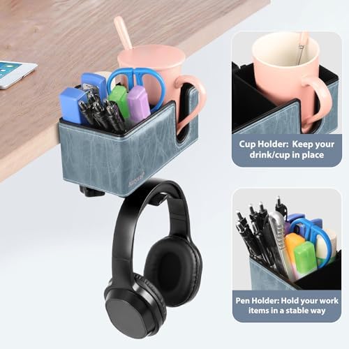 Under Desk Cup Holder Clamp on Cup Holder PU Leather Clip on Desk Organizer - Image 5