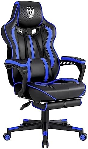 Vonesse Gaming Chairs for Adults, Gamer Chair with Footrest and Massage, Reclining Big and Tall Ergonomic Gaming Chair, Computer Chairs for Heavy People 300LBS (Blue/Black) by Vonesse