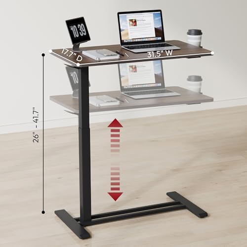 SANODESK 32'' Mobile Standing Desk with Hidden Wheels,Pneumatic Laptop Desk - Image 3