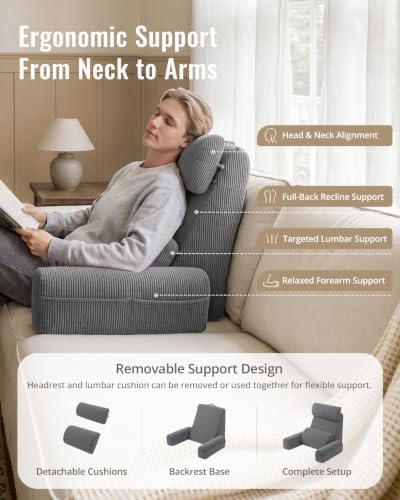 Blissful Diary Reading Pillow with Adjustable Neck & Lumbar Support, 19" - Image 3