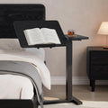Solid Wood Overbed Bedside Table with Wheels, Tilting Adjustable Hospital Bed Table Over The Bed, Medical Mobile Laptop Stand, Rolling Standing Desk for Hospital and Home Use(Black) by Dongmuwujee