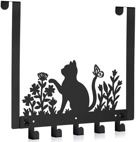 Reallnaive Black Cat Over The Door Hooks Cute Room Decor by Reallnaive