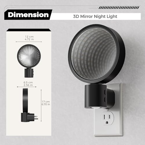 Briignite Night Lights Plug into Wall 3D Infinity Mirror Tunnel Light - Image 6