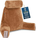 Husband Pillow Medium Reading Pillow with Arms - 23" Backrest for Sitting Up in Bed - Firm Support Bed Rest Pillow for Adults, Neck Roll, Removable Cover - TV, Reading, Lounging - Tan by HusbandPillow