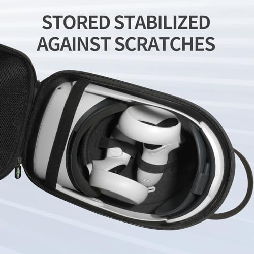 sarlar Carrying Case for Meta Quest 3S/Quest 3/Quest 2 VR Headset, Controller, Original Head Strap, Carbon Fiber Hard Shell Pouch with Lightweight Portable Protection for Travel Storage - Image 5