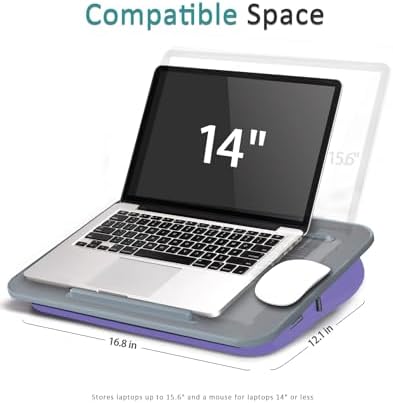 Lap Desk with Washable Cushion – Fits up to 15.6-Inch Laptops – Portable Laptop Desk & Stand – Bed desks & Tray for Writing, Reading, Working, Gaming on Bed, Couch, Floor – Istudyniture-Small, Purple - Image 2