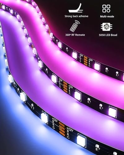 LED Strip Lights, 8 x 20 Inch Pre-Cut RGB 5050 Light Strips Kit, 240 LEDs - Image 3