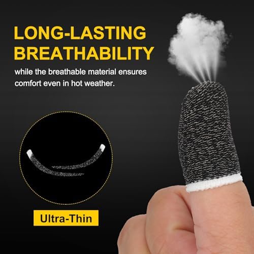 PATIKIL Controller Finger Thumb Sleeve, 12 Pack Mobile Gaming Finger Sleeve Fiber Tip Gloves Anti-Sweat Breathable for Phone Game Touchscreen Devices, Black/White - Image 3