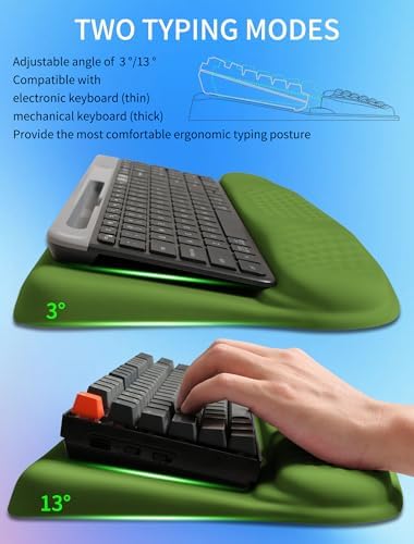 Ergonomic Wave Wrist Rest with Keyboard Stand, Cushioned Palm Rest, Comfortable Integrated Memory Foam for Natural Typing and Relieve Wrist Pain, Fresh Green - Image 2