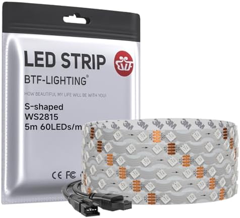 BTF-LIGHTING WS2815 S-Flex Design,16.4ft,300 LEDs Total,8mm Width 12VDC by BTF-LIGHTING