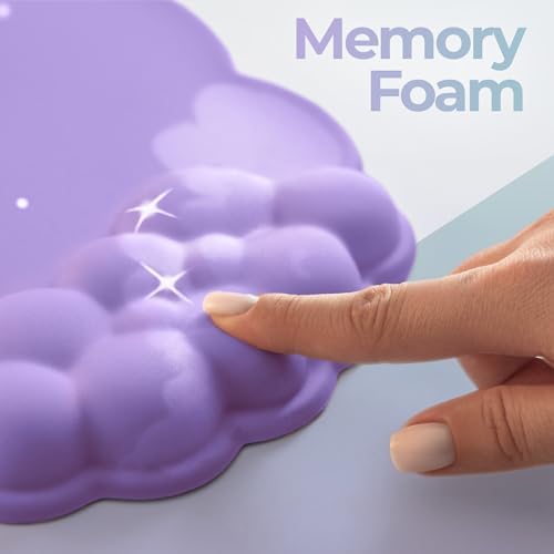 Premium Quality Cloud Wrist Rest Keyboard & Mouse Pad Set – Ergonomic Memory Foam Desk Accessories with Wrist Support for Office & Gaming – Purple-Star - Image 6