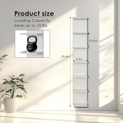 7 Tier RGB Light Wall Shelves, White - Image 2