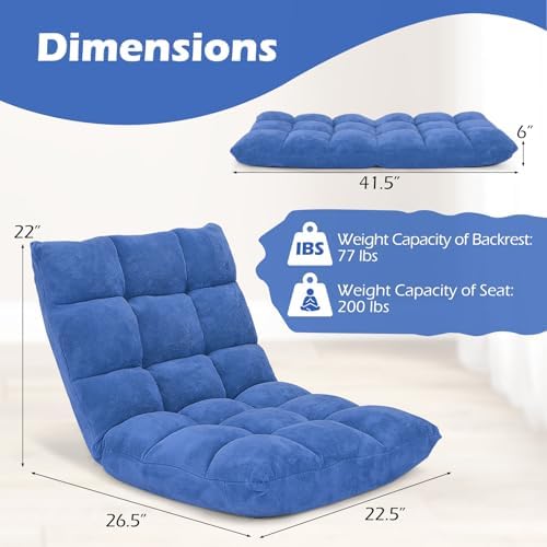 COSTWAY Floor Chair, Video Gaming Chairs with Back Support (Blue) - Image 3