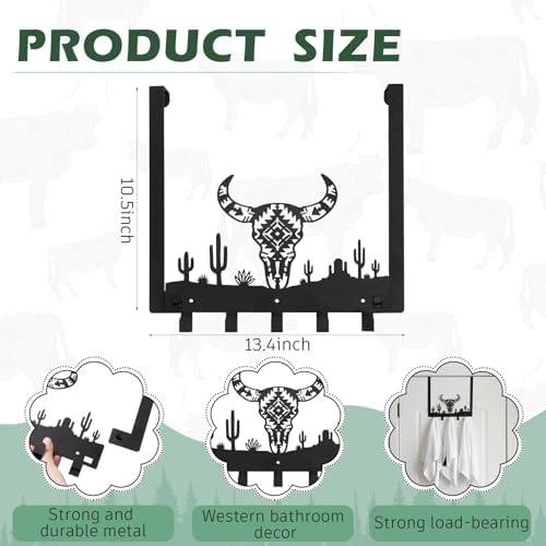Reallnaive Western Bull Over The Door Hooks Bathroom Decor - Image 2