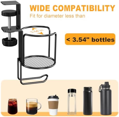 2-in-1 Clip-On Cup Holder & Headphone Hook - 360° Rotatable Anti-Spill Desk Organizer, Perfect for Gaming Tables, Office Desks, Lawn Chairs & Home Use (1 Pack) - Image 3