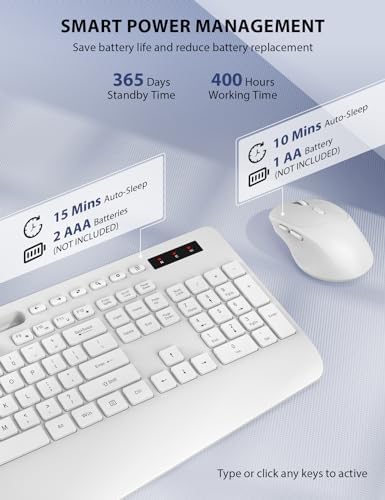 Wireless Keyboard and Mouse Combo - Full-Sized, Ergonomic Wrist Rest - Image 5