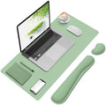 Desk Mat Set， Wrist Rest for Computer Keyboard, 3-in-1 Large Mouse Pad and Keyboard Wrist Rest Set, Non-Slip Desk Mat Protector for Office, Home(27.5×13.8 Inches, Lake Green) by FreeNook
