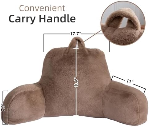 A Nice Night Khaki Reading Pillow, 18.5" Bed Wedge Pillows with Arms - Image 2