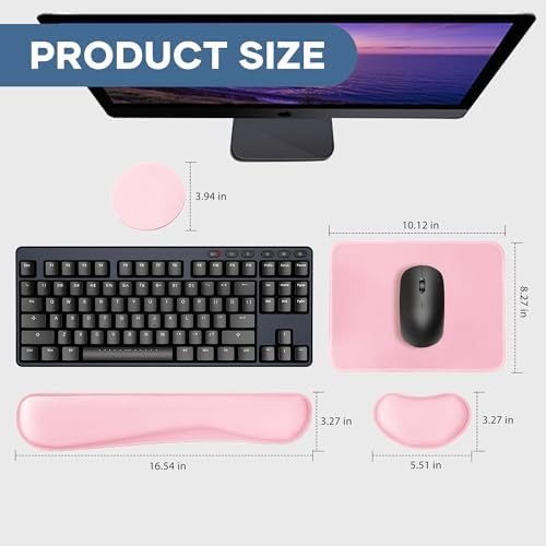 Office Ergonomic Memory Foam Computer Mouse and Keyboard Wrist Rest pad Support Carpal Tunnel, Wrist Rest for Keyboard and Mouse, Wrist Support Set - Image 2