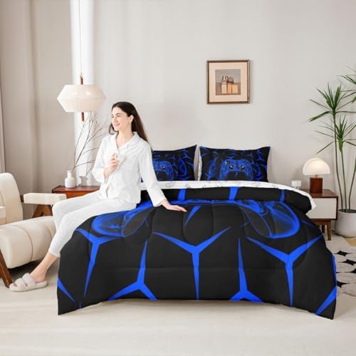 Feelyou Gamer Bedding Set Gamepad Comforter Set with Sheets 7 Piece for Boys Gaming Gifts Bed in a Bag King Game Controller Blue Bed Set with Comforter,Sheets,Cushion Covers - Image 6