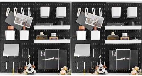Wall-Mounted Pegboard Kit, 50.4" x 25.2" Organizer Panel – Large, Cost-Effective & Nail-Free Installation Black by RIVTUNTOOLS