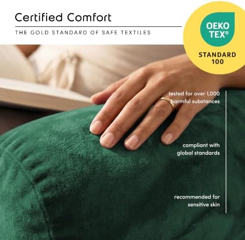Nestl Reading Pillow for Bed, Back Pillow for Sitting Up in Bed, Dark Green | 14” Backrest Pillow for Teens & Kids, Adjustable Support, Shredded Memory Foam Fill, OEKO-TEX, Use for Couch, Sofa, and Floor - Image 5