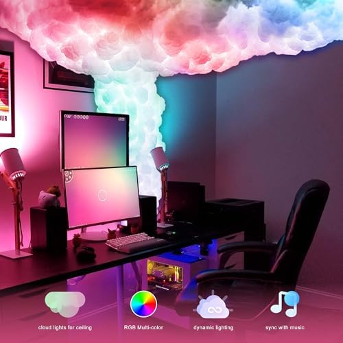 3D Thundercloud Ceiling Light, DIY Lightning Effects, RGB Color Changing, Music Sync, Smart APP Control, for Bedroom, Gaming Room, Home Theater, Kids Room, 32FT - Image 3