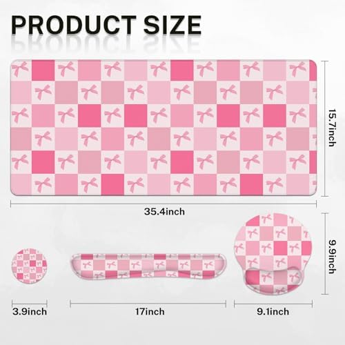 Arttown Keyboard Mouse Pad Set, 4 in 1 Desk Mat Set Kawaii Cute - Image 2