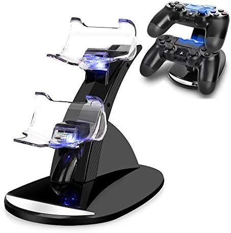 VSEER Dual Shock PS4 Charging Station - Twin Charge Docking Station Stand Charger for PS4/Pro/Slim Controllers, Black by VSEER