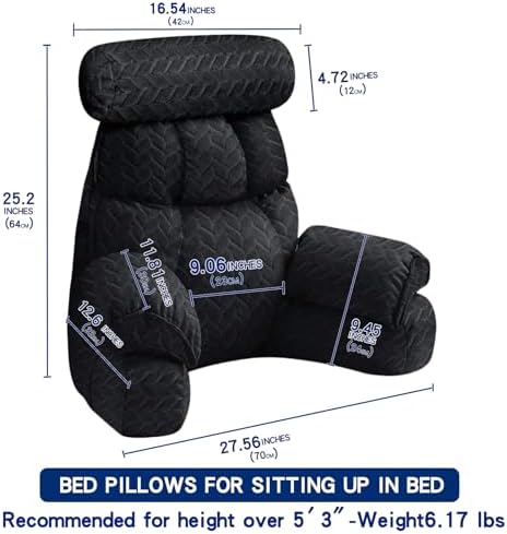 FXXUDVNIIN Back Pillow for Bed Sitting up – with 9.4" Armrest - Image 2