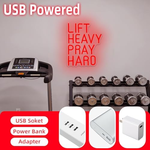 Lift Heavy Pray Hard Neon Sign Dimmable Gym Nron Light for Home Gym Christian Inspirational LED Sign Lift Heavy Light Up Sign for Bedroom Office Gym Gifts Neon Wall Arts for Guys Girls - Image 5