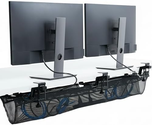 VIVO No Drill Clamp-on 55 inch Mesh Net Under Desk Cable Management Wire Organizer, Adjustable Home Office Standing Desk Cord Storage Sleeve, Black, DESK-AC55MH by Unknown