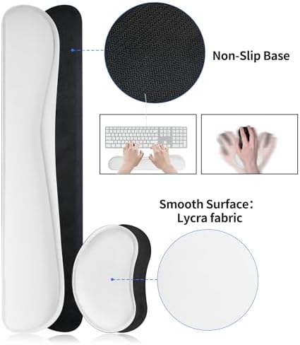 Bloss Leather Desk Pad and Keyboard Wrist Rest, Large Mouse Pad + Keyboard Pad+Mouse Wrist Support, Non-Slip Desk Mat Protector for Office, Home(31.5×15.7 Inches,White) - Image 4