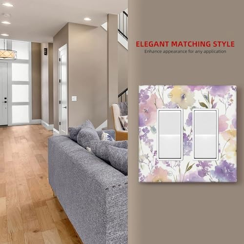Decorative Outlet Covers Purple Floral Watercolor Wildflower 2 Gang Light Switch Cover Plate Double Rocker Wall Plate Gfci Switch Plate Covers Plug Faceplate for Bedroom Decor - Image 7
