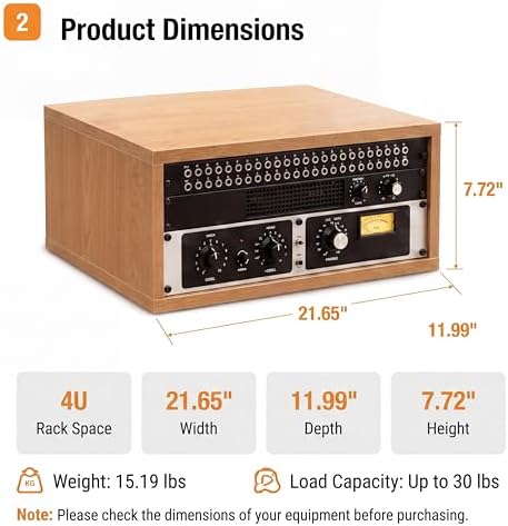 AceOrbit 4U Wooden Studio Rack for Pro Audio Gear 4u Audio Rack Case in Oak Finish Compact Efficient Desktop Storage Protect Equipment Studio Control Home Room Use (Wood) - Image 3