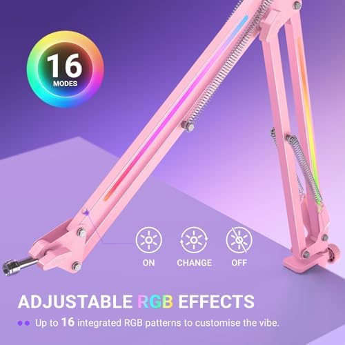 FIFINE AmpliGame BM38P Metal RGB Microphone Boom Arm for Gaming Streaming - Image 6