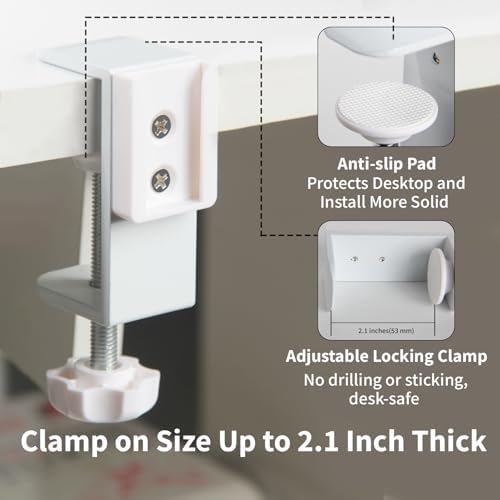 OOKUU 3-in-1 Desk Organizer - Large Desk Cup Holder Clamp, Pencil Holder and Phone Stand - Detachable Anti-Spill Table Cup Holder, Office & PC Gaming Desk Accessories for Cup, Phone and Pen (White) - Image 5