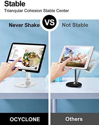 OCYCLONE Phone Stand, Adjustable Height and Angle Foldable Cell Phone Stand Holder for Desk, Taller iPhone Stand Compatible with 4.7"-13" Smartphones iPad Tablet, White - Image 5